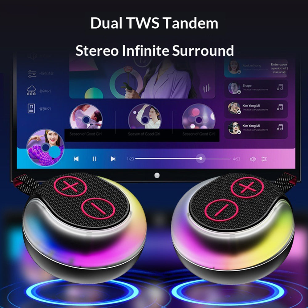 AZEADA S12 IPX5 Vandtæt 7W Bærbar Bluetooth-kompatibel Højttaler RGB-lys Udendørs Trådløs Subwoofer til Rejser