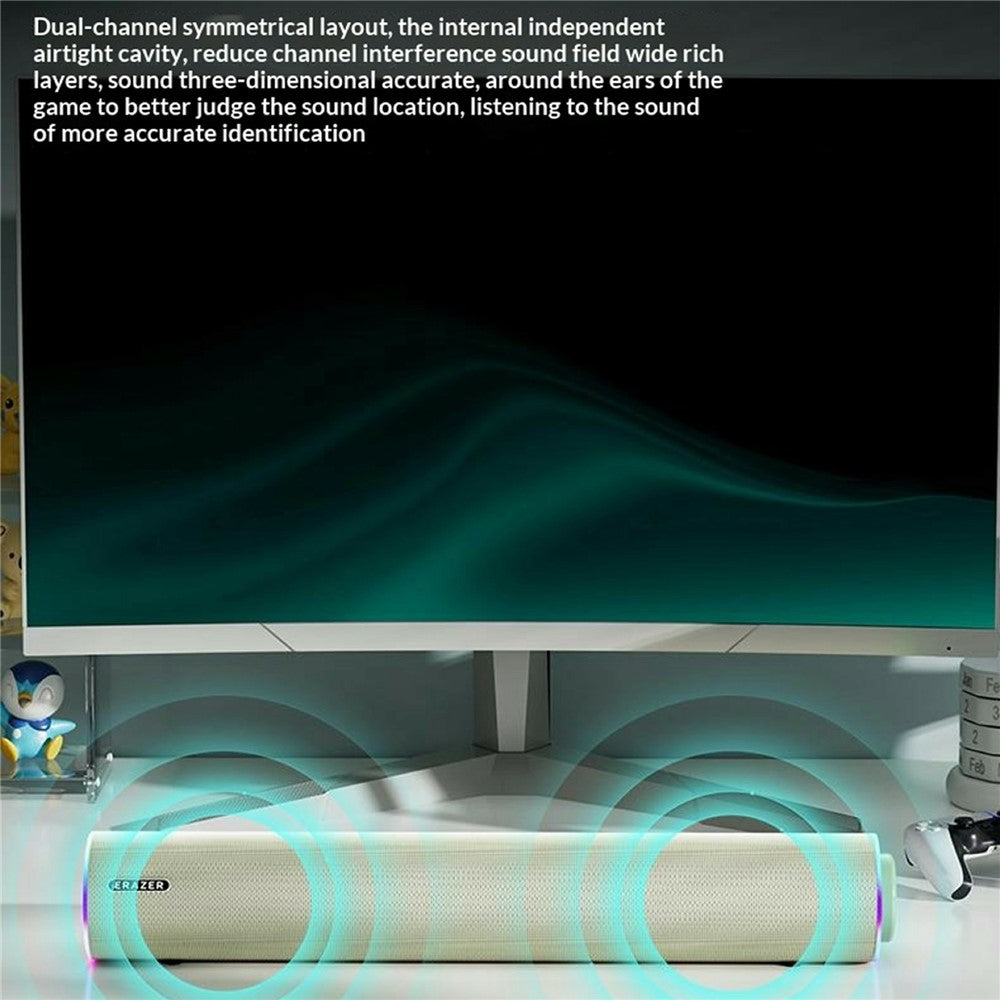 ERAZER W111 Desktop USB Kablet Bluetooth-kompatibel Højttaler 6W Dobbelt Kanal RGB Lys Bærbar Højttaler til PC Gaming (Investeret af Lenovo)