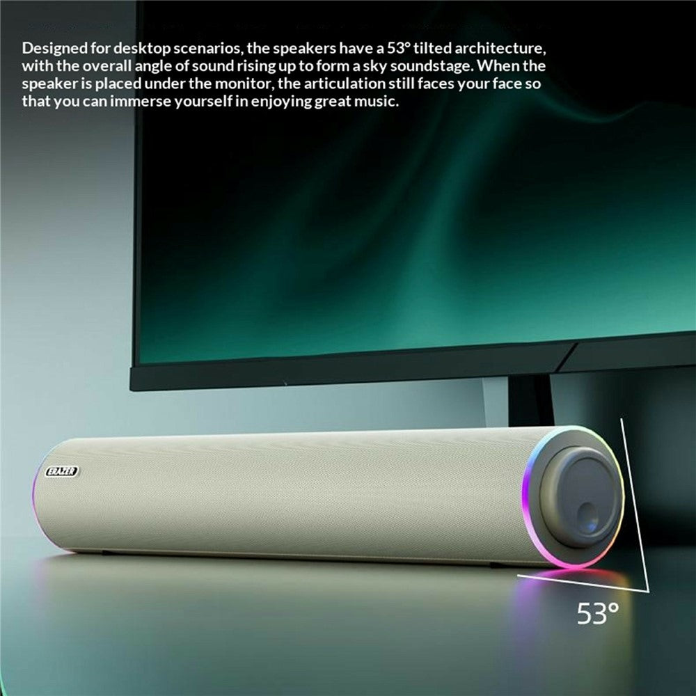 ERAZER W111 Desktop USB Kablet Bluetooth-kompatibel Højttaler 6W Dobbelt Kanal RGB Lys Bærbar Højttaler til PC Gaming (Investeret af Lenovo)