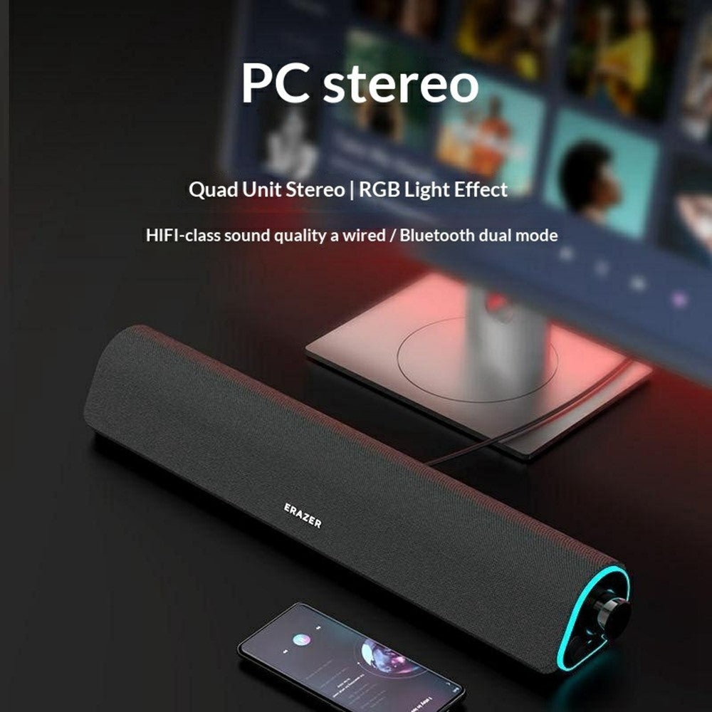 ERAZER W05 Stationära trådanslutna högtalare 6W RGB LED Bluetooth-kompatibel 5.3 Bärbar högtalare med dubbla element för PC-spel (Investerad av Lenovo)
