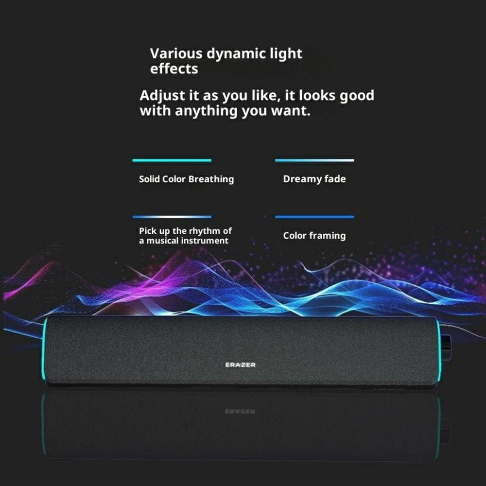 ERAZER W05 Stationära trådanslutna högtalare 6W RGB LED Bluetooth-kompatibel 5.3 Bärbar högtalare med dubbla element för PC-spel (Investerad av Lenovo)