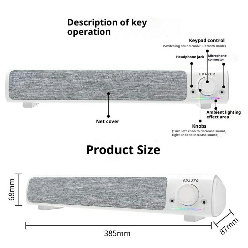 ERAZER A101Pro Desktop PC Speaker Bluetooth-compatible 5.3 USB Wired Computer Speaker for Gaming Office (Invested By Lenovo)