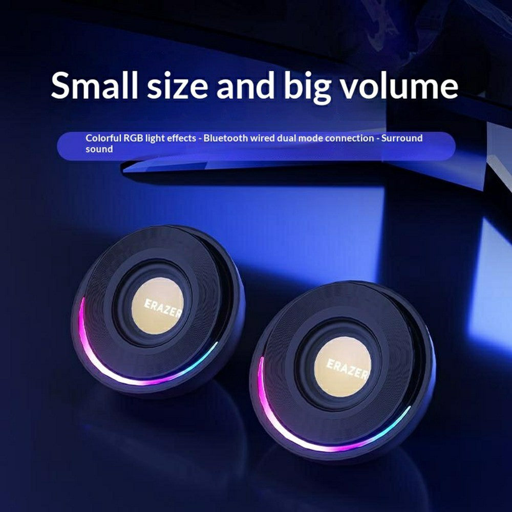 ERAZER A500 1 Pair Desktop 2.0 PC Speakers RGB Bluetooth-compatible USB Wired Computer 10W Audio Speakers (Invested By Lenovo)