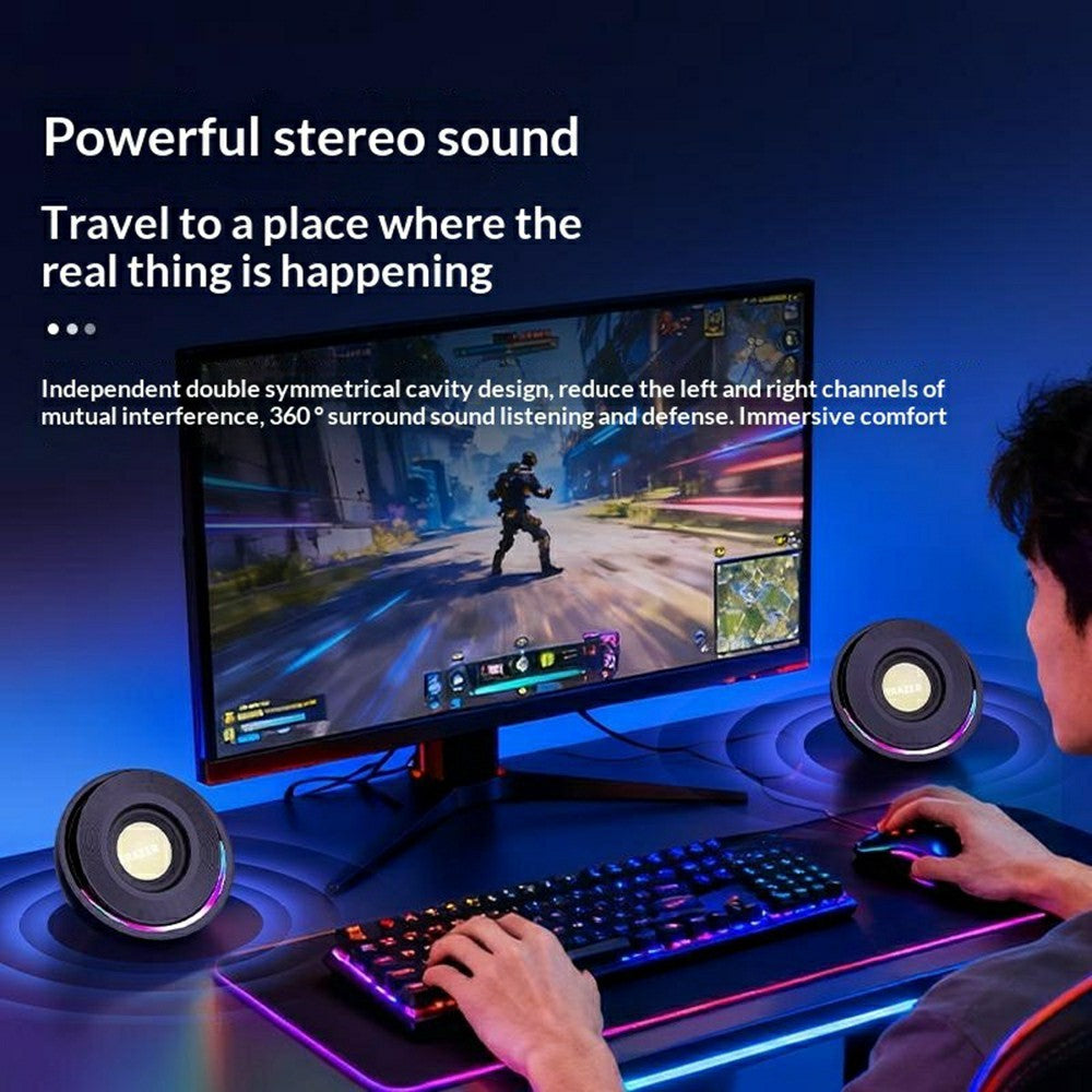 ERAZER A500 1 Pair Desktop 2.0 PC Speakers RGB Bluetooth-compatible USB Wired Computer 10W Audio Speakers (Invested By Lenovo)