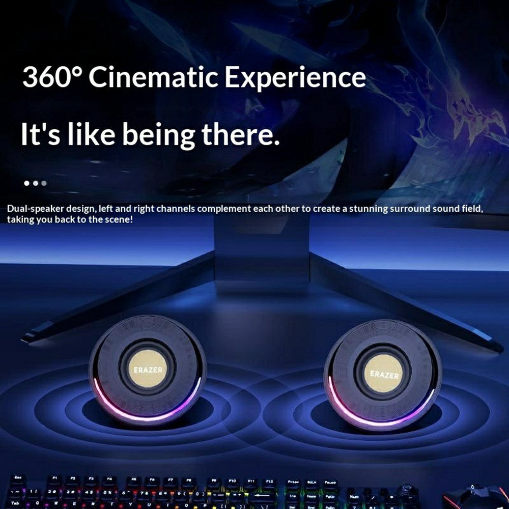 ERAZER A500 1 Pair Desktop 2.0 PC Speakers RGB Bluetooth-compatible USB Wired Computer 10W Audio Speakers (Invested By Lenovo)