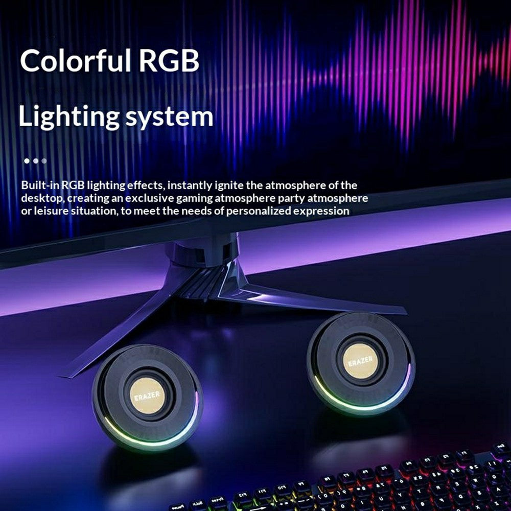 ERAZER A500 1 Pair Desktop 2.0 PC Speakers RGB Bluetooth-compatible USB Wired Computer 10W Audio Speakers (Invested By Lenovo)