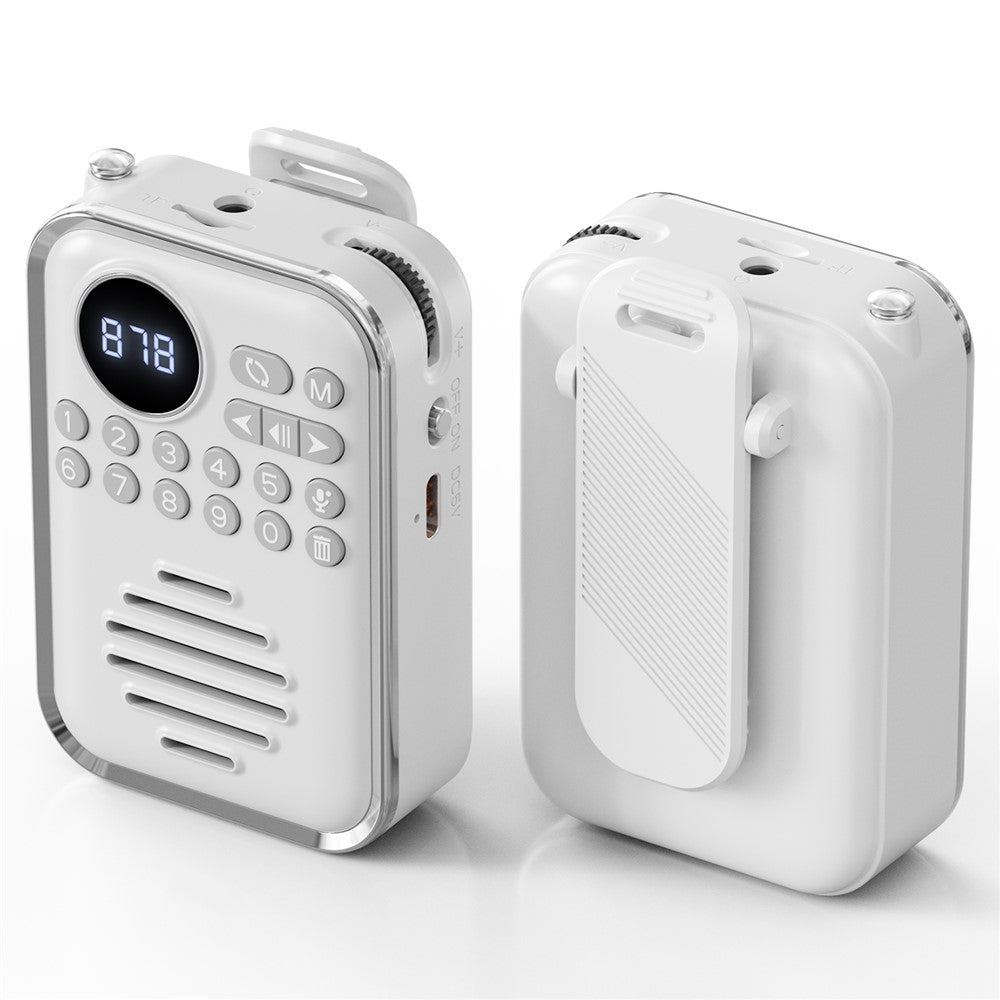 Bärbar Bluetooth-kompatibel 5.3-högtalare med FM-radio, klämfäste, TF-kort, trådlös miniradio för barn och seniorer