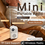 Bärbar Bluetooth-kompatibel 5.3-högtalare med FM-radio, klämfäste, TF-kort, trådlös miniradio för barn och seniorer