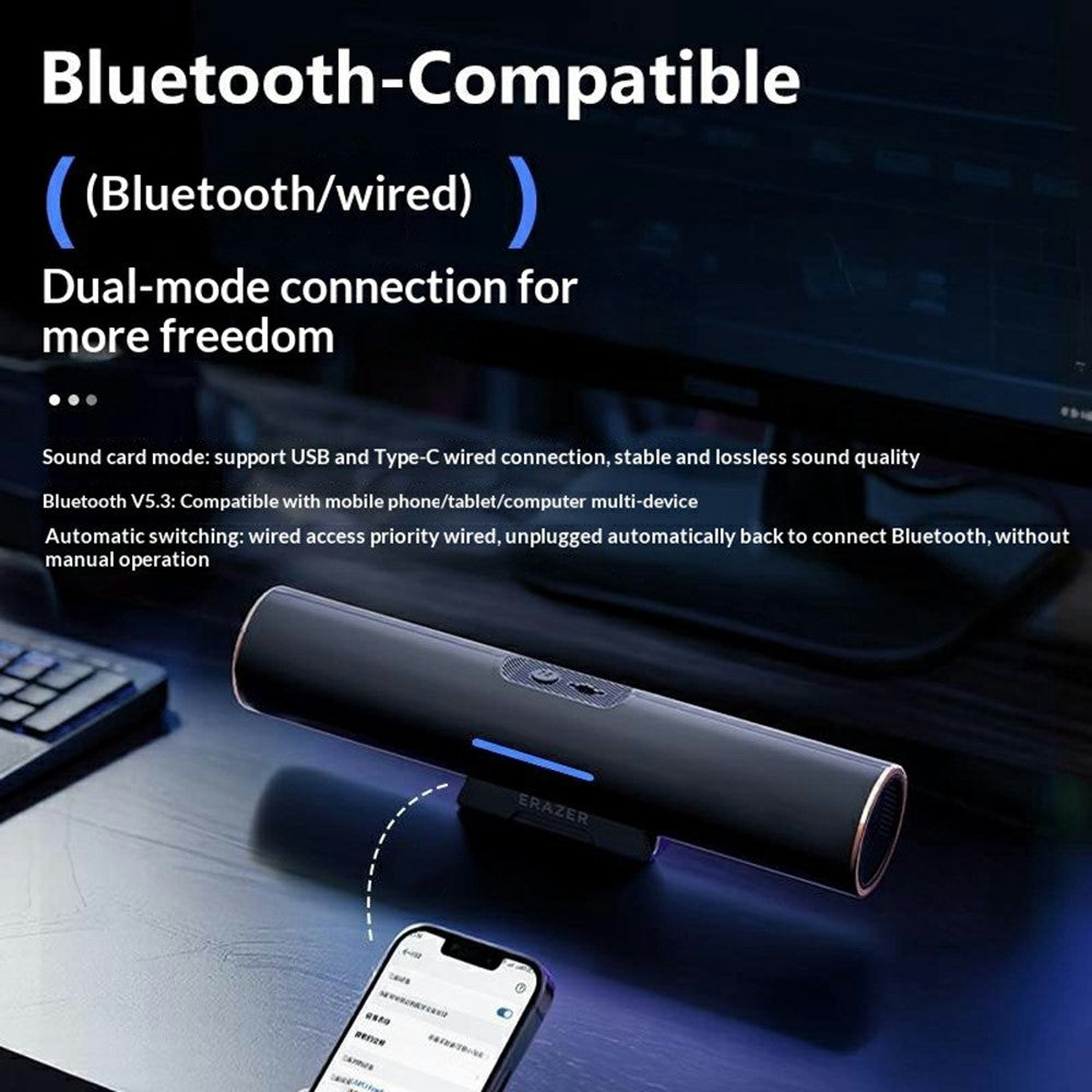ERAZER K29 Hidden Clip Desktop Speaker Bluetooth-compatible 5.3 Dual Mode 6W Wired Speaker for PC Gaming (Invested By Lenovo)