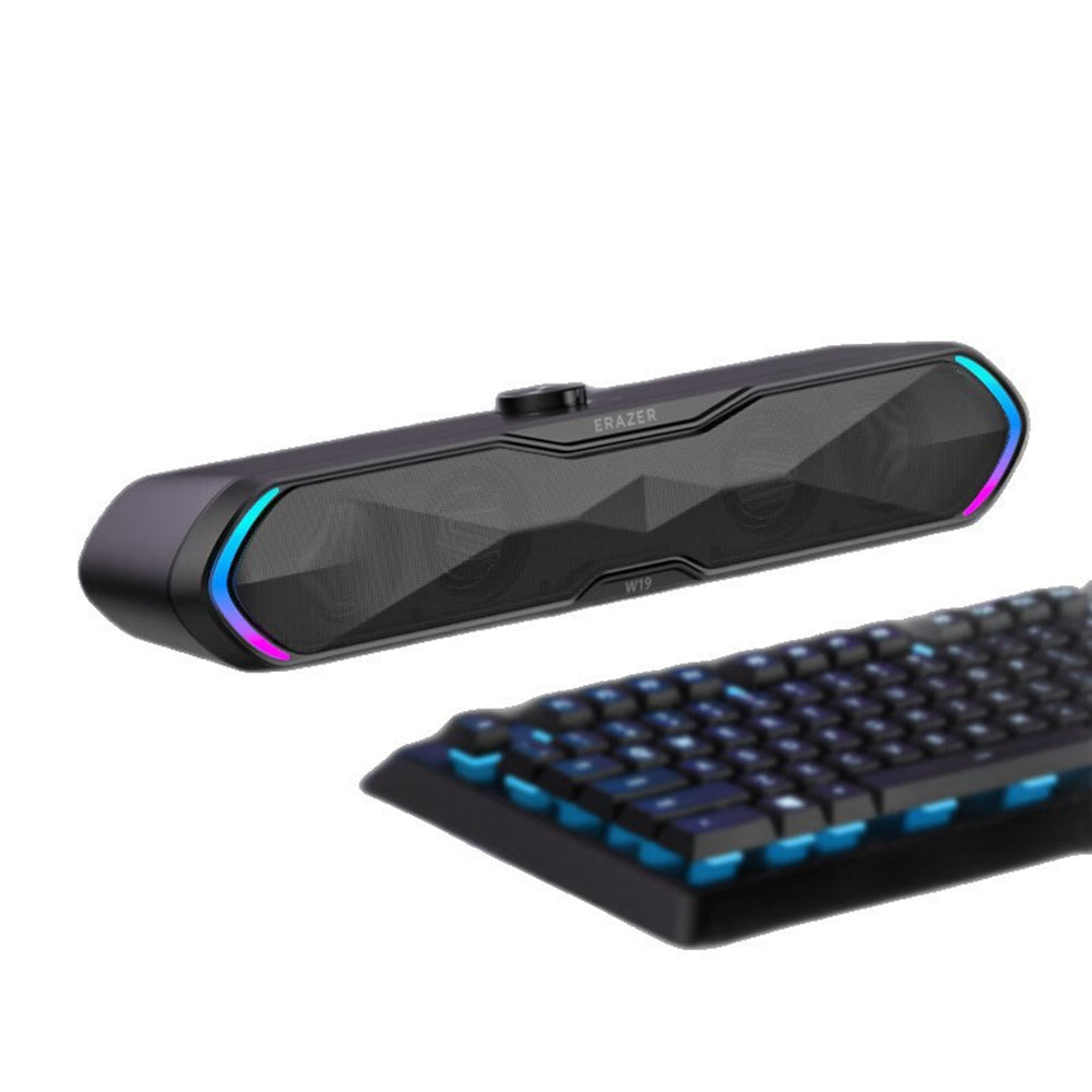 ERAZER W19 USB kablet/Bluetooth-kompatibel 5.3 dobbelt tilstand desktop-højttaler 6W RGB gaming soundbar til PC Bærbar