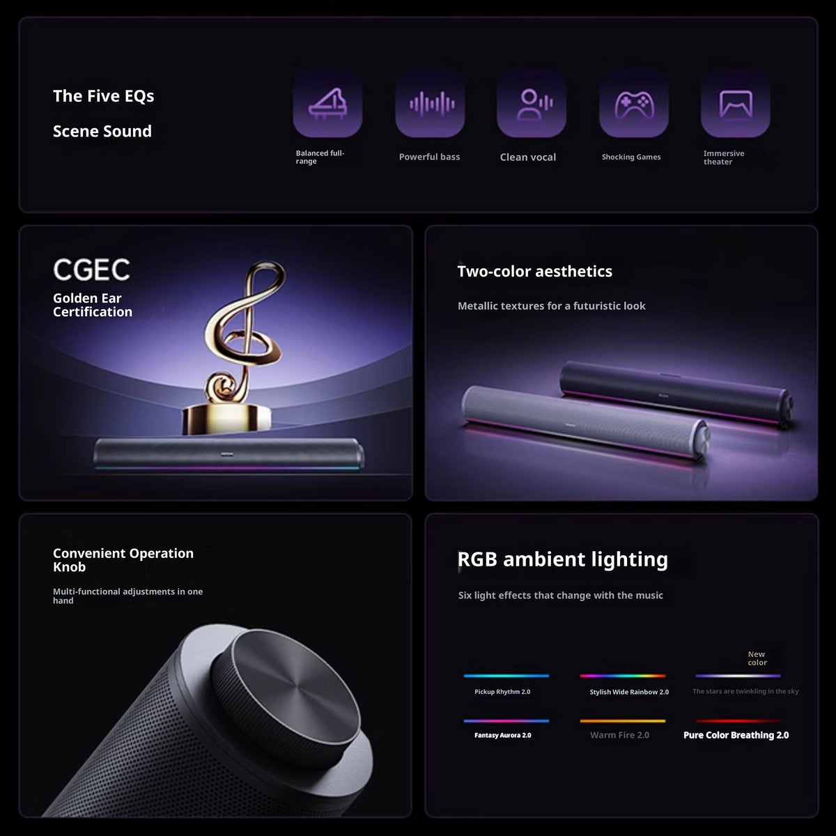 XIAOMI REDMI Computer Speaker 2 Pro 20W Desktop Bluetooth-compatible 5.3 Soundbar with RGB Light, CN Plug (Chinese Version)