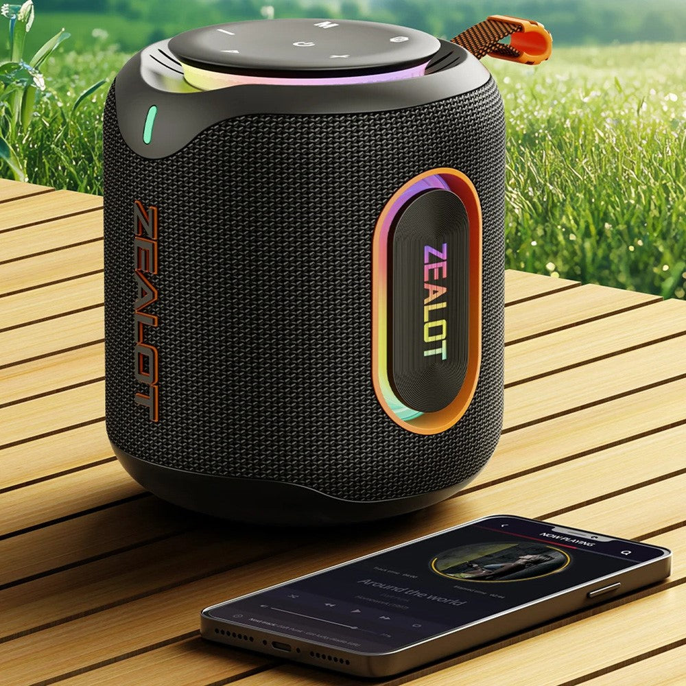 ZEALOT M1 30W bærbar Bluetooth 5.4-højtaler IPX6 vandtæt RGB-lys 6000mAh udendørshøjtaler