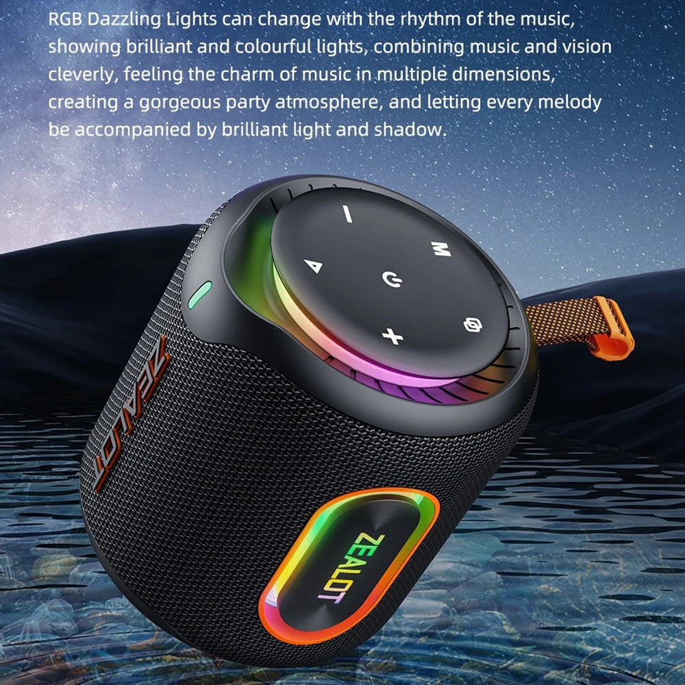 ZEALOT M1 30W bærbar Bluetooth 5.4-højtaler IPX6 vandtæt RGB-lys 6000mAh udendørshøjtaler