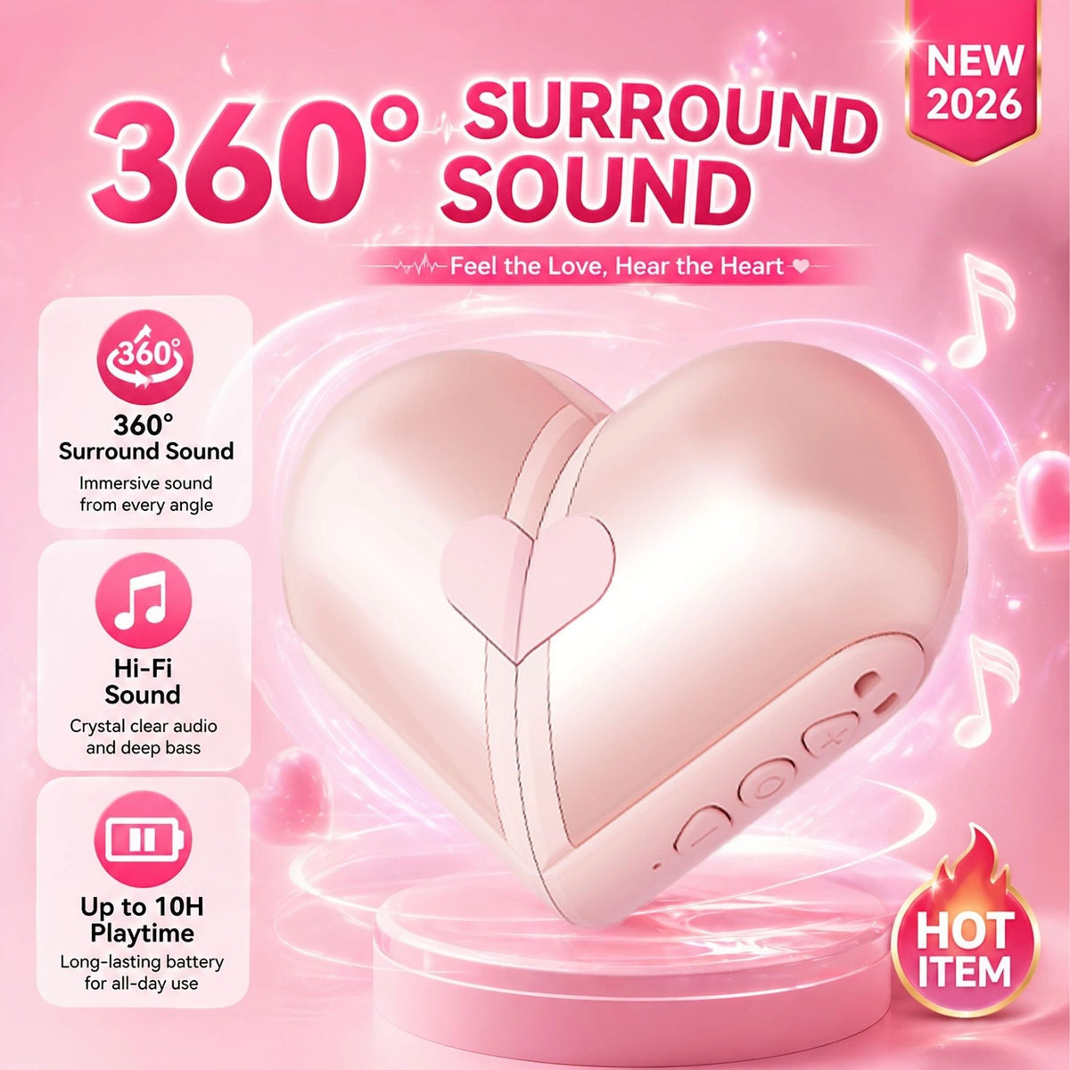 H5 Transformable Heart Shape Bluetooth-compatible Speaker Dual Channel Outdoor Mini Bass Subwoofer