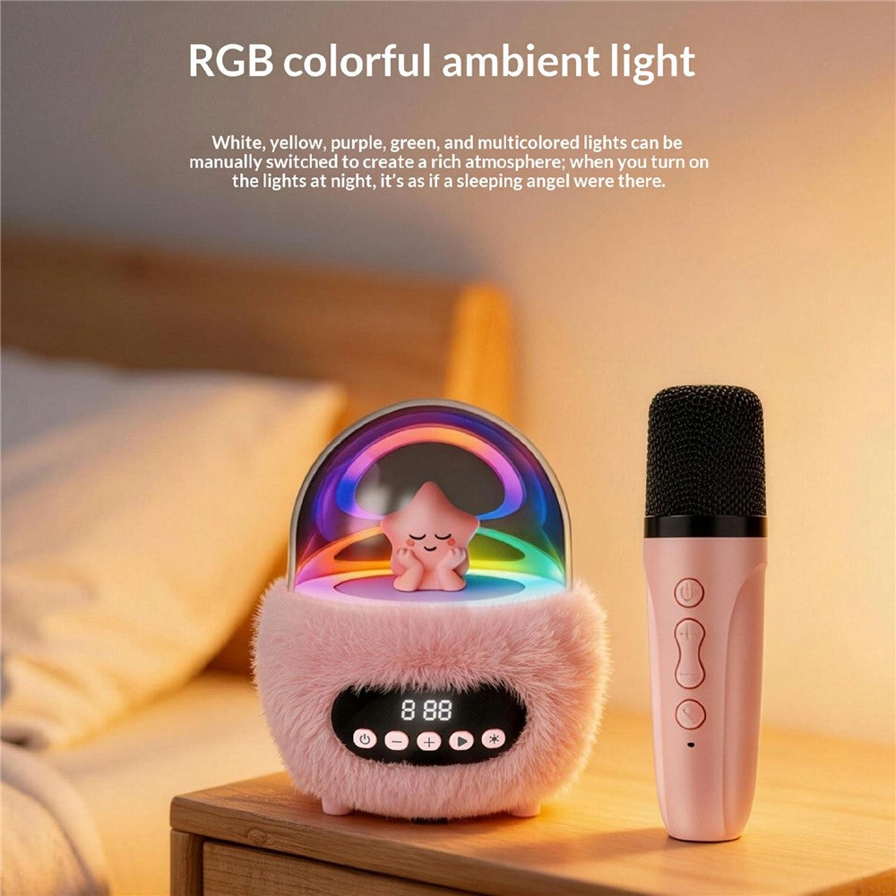 P16 Bluetooth-kompatibel 5.4 Bærbar Karaokehøjttaler med Dobbelt Mikrofon RGB Omgivelseslys Vækkeur