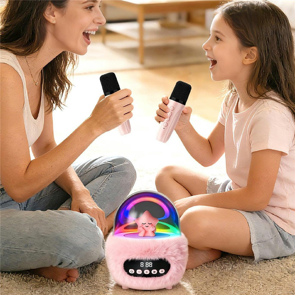 P16 Bluetooth-kompatibel 5.4 Bærbar Karaokehøjttaler med Dobbelt Mikrofon RGB Omgivelseslys Vækkeur