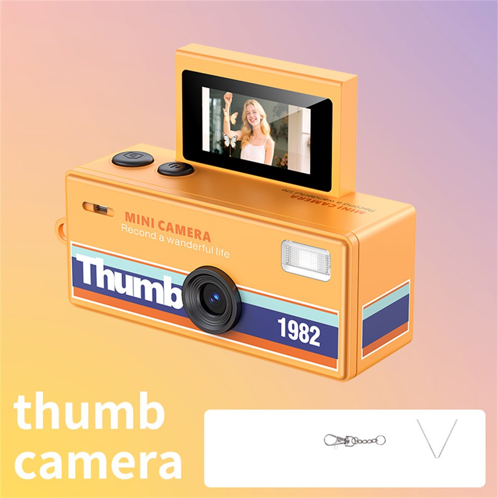 LK-030 Thumb Camera with Keychain 0.96 Inch Flip Screen Retro CCD Digital Camera 720P Mini Camcorder