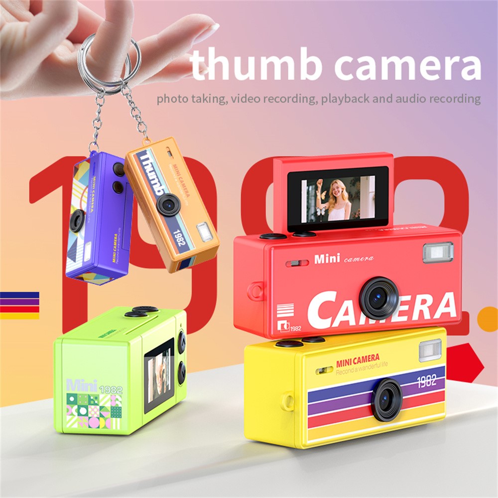 LK-030 Thumb Camera with Keychain 0.96 Inch Flip Screen Retro CCD Digital Camera 720P Mini Camcorder
