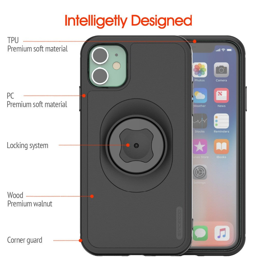 Mountain Bike Bicycle Handlebar Phone Bracket with Shockproof Protective Shell for iPhone 11 6.1 inch