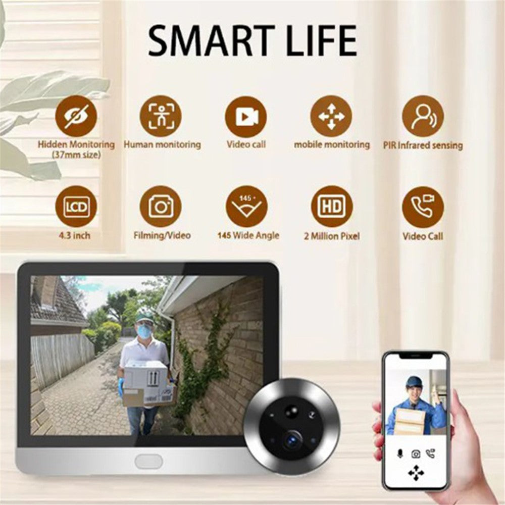 SY-36 4.3-inch Mini WiFi PIR Motion Detection Peephole Video Doorbell (Built-In Battery)
