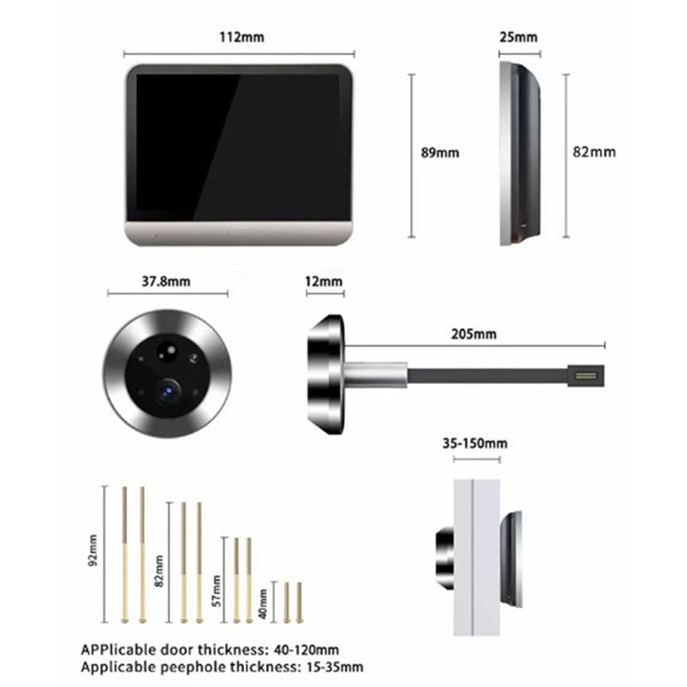 SY-36 4.3-inch Mini WiFi PIR Motion Detection Peephole Video Doorbell (Built-In Battery)
