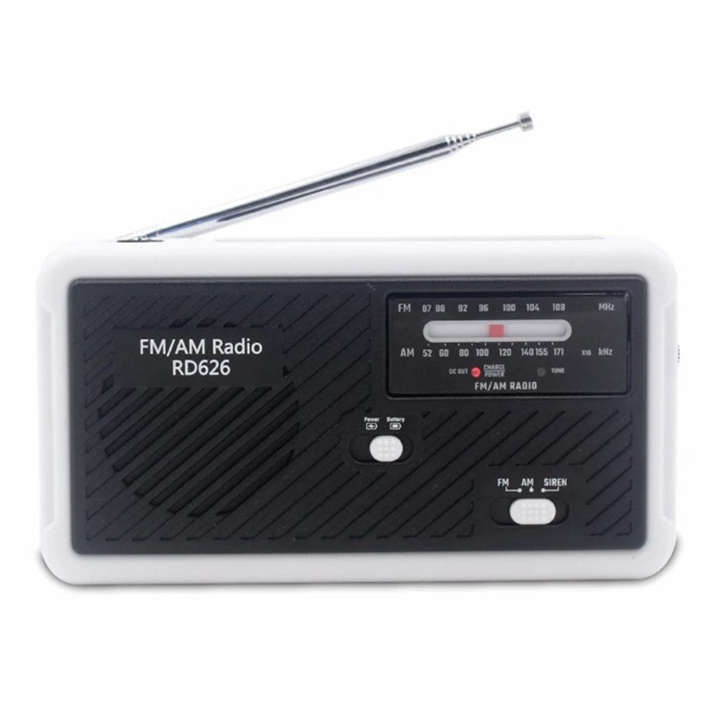 RD626 Udendørs Soldrevet Håndsving AM/FM-radio LED-lommelygte 1200mAh Powerbank