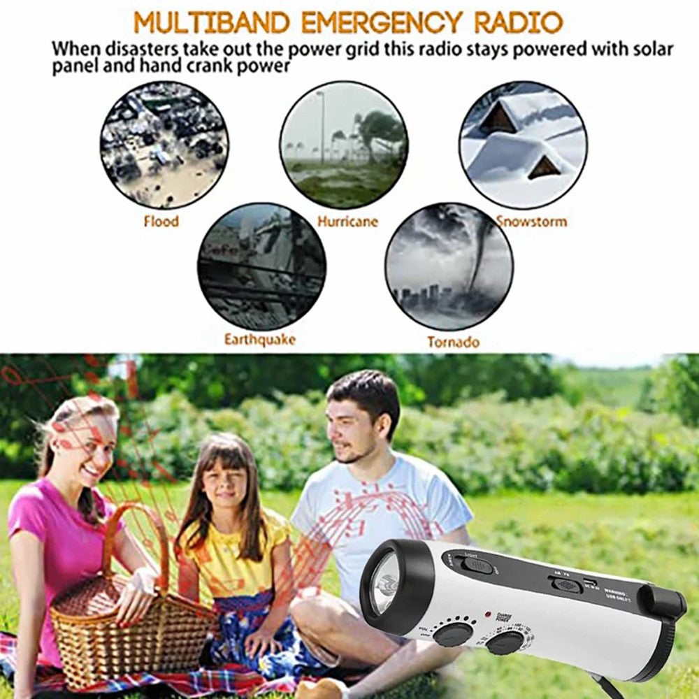 RD300 Portable Hand Crank AM  /  FM Radio LED Flashlight Phone Power Bank