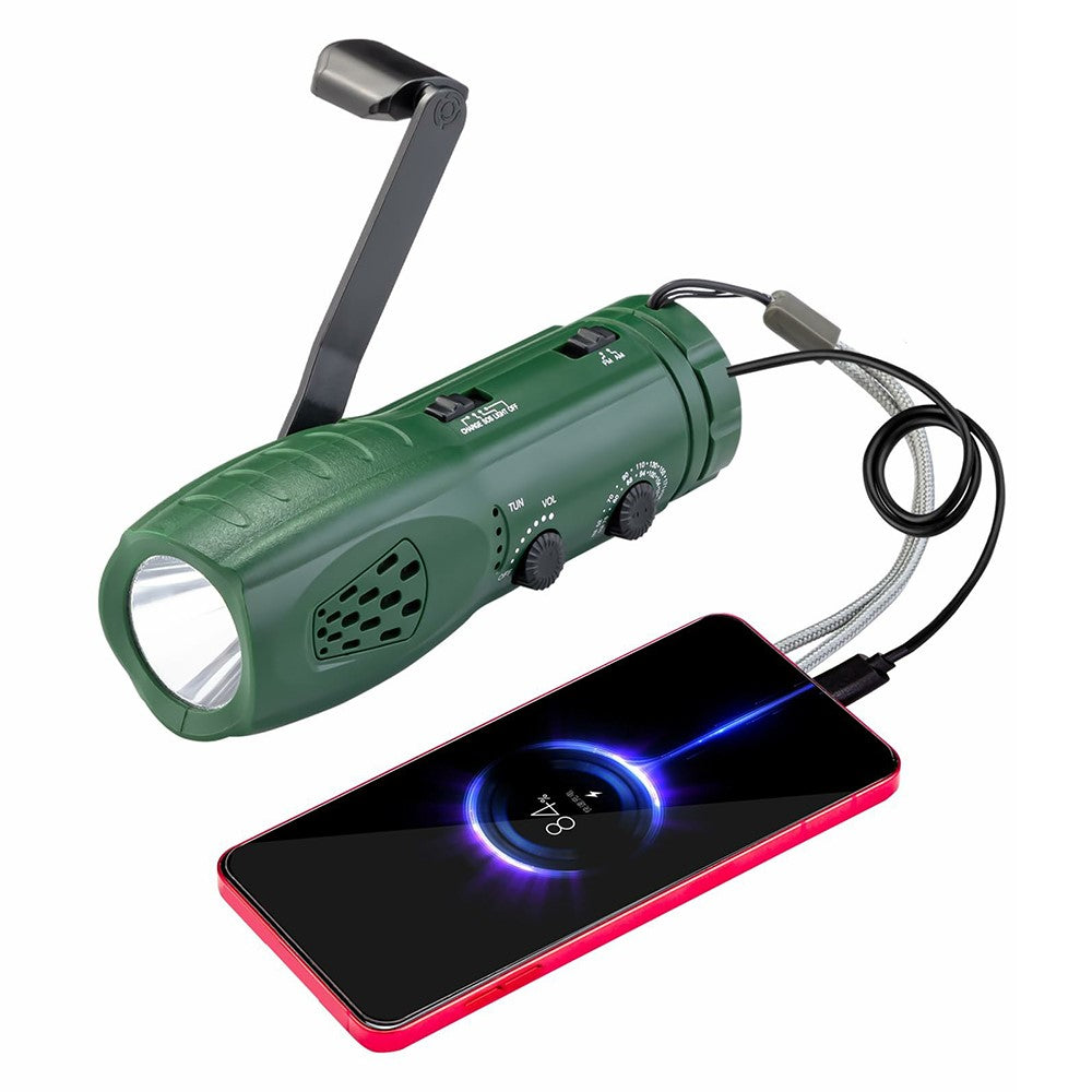 RD361 Outdoor Camping Climbing Hand Crank AM  /  FM Radio LED Flashlight Power Bank