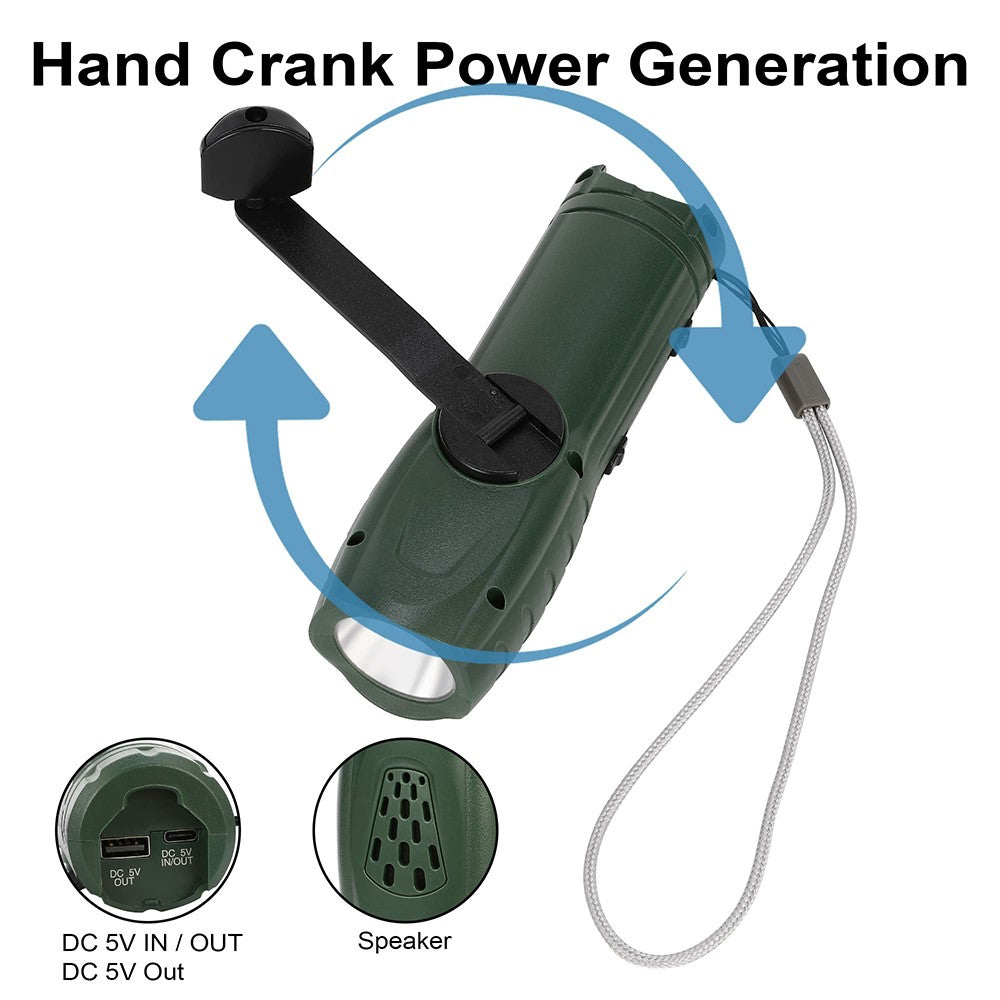 RD361 Outdoor Camping Climbing Hand Crank AM  /  FM Radio LED Flashlight Power Bank