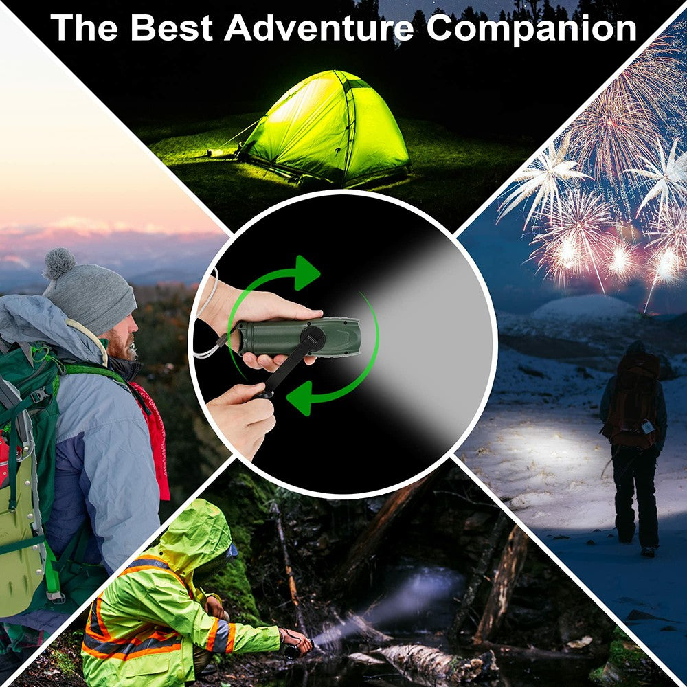 RD361 Outdoor Camping Climbing Hand Crank AM  /  FM Radio LED Flashlight Power Bank