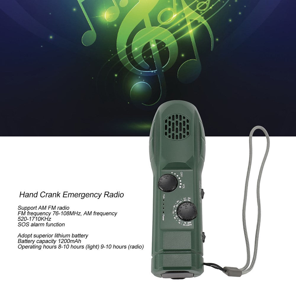 RD629 Udendørs håndsving AM/FM-radio LED-lommelygte 1200mAh Nødstrømbank