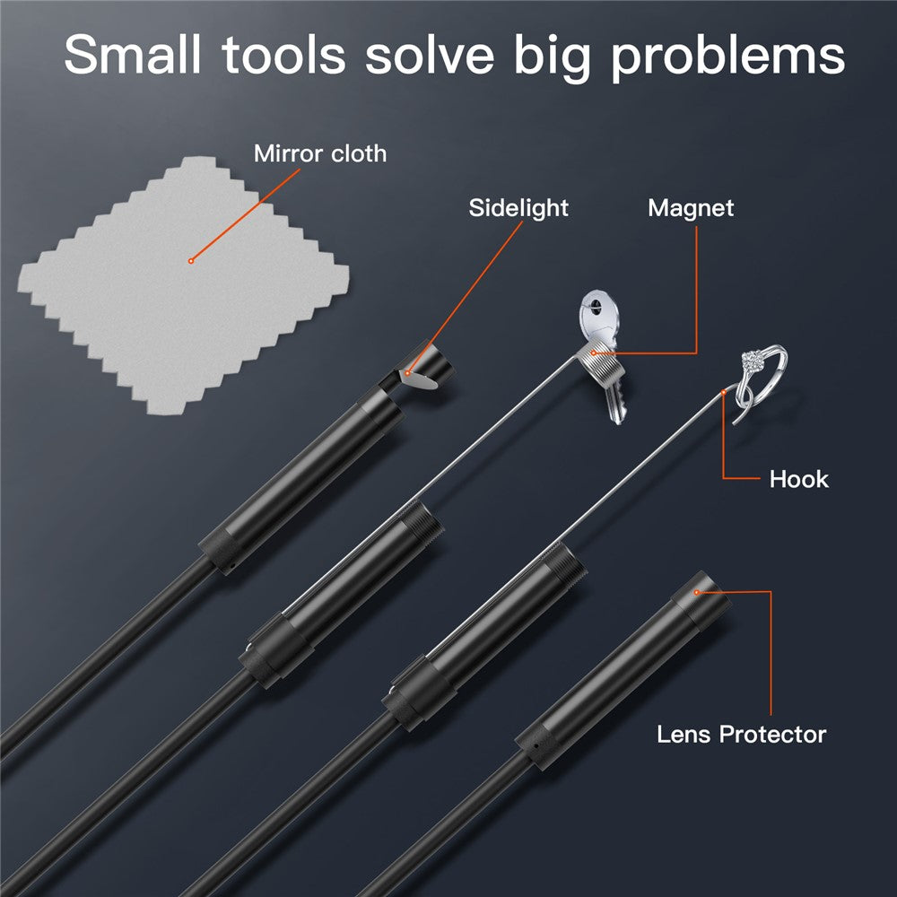 5001 5.5mm Aluminum Tube Industrial Endoscope 2MP HD Inspection Camera with 2m Hard Cable, iP Interface