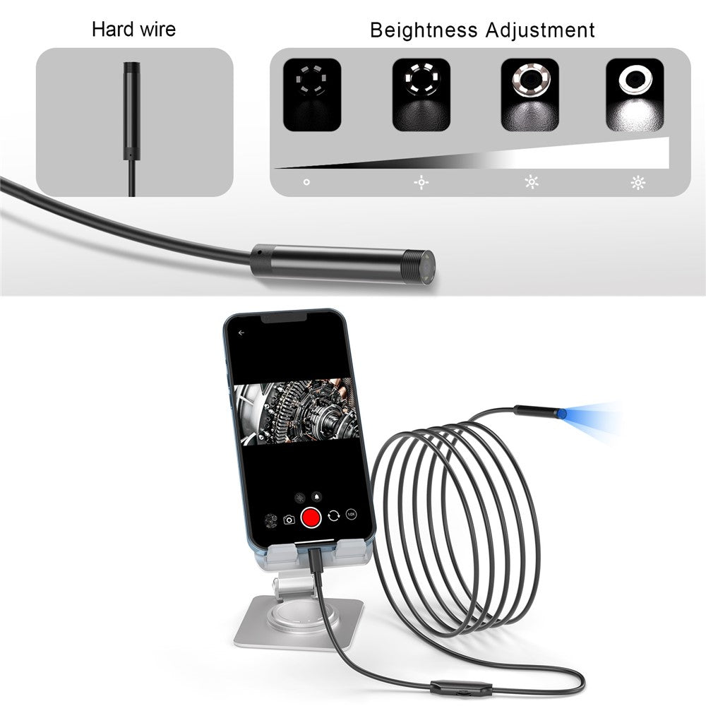 5001 5.5mm Aluminum Tube Industrial Endoscope 2MP HD Inspection Camera with 2m Hard Cable, iP Interface