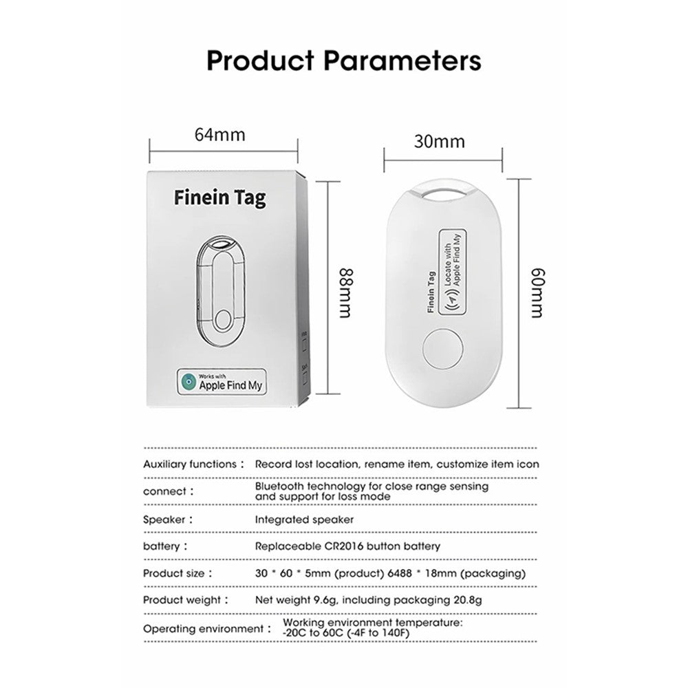 S9 Smart Tag Bluetooth-compatible Tracker Anti-lost Finder for Key, Backpack, Wallet for iOS