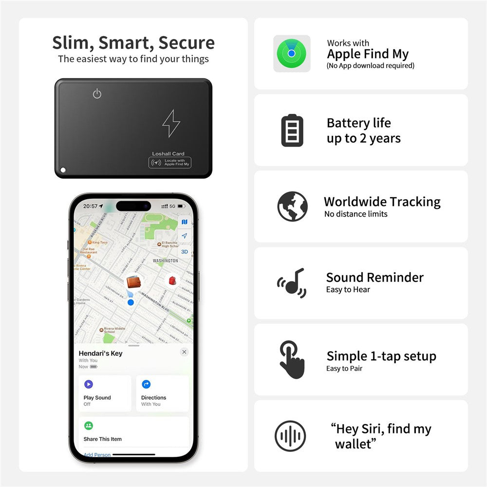 F05 Ultra-Thin Card Type Smart Finder Bluetooth-compatible Tracker Item Locator for Wallet, Luggage, Bike