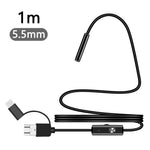 Y1002 1m Flexible Wire 5.5mm Camera Lens Inspection Endoscope Type-C+USB+Android Phone Borescope