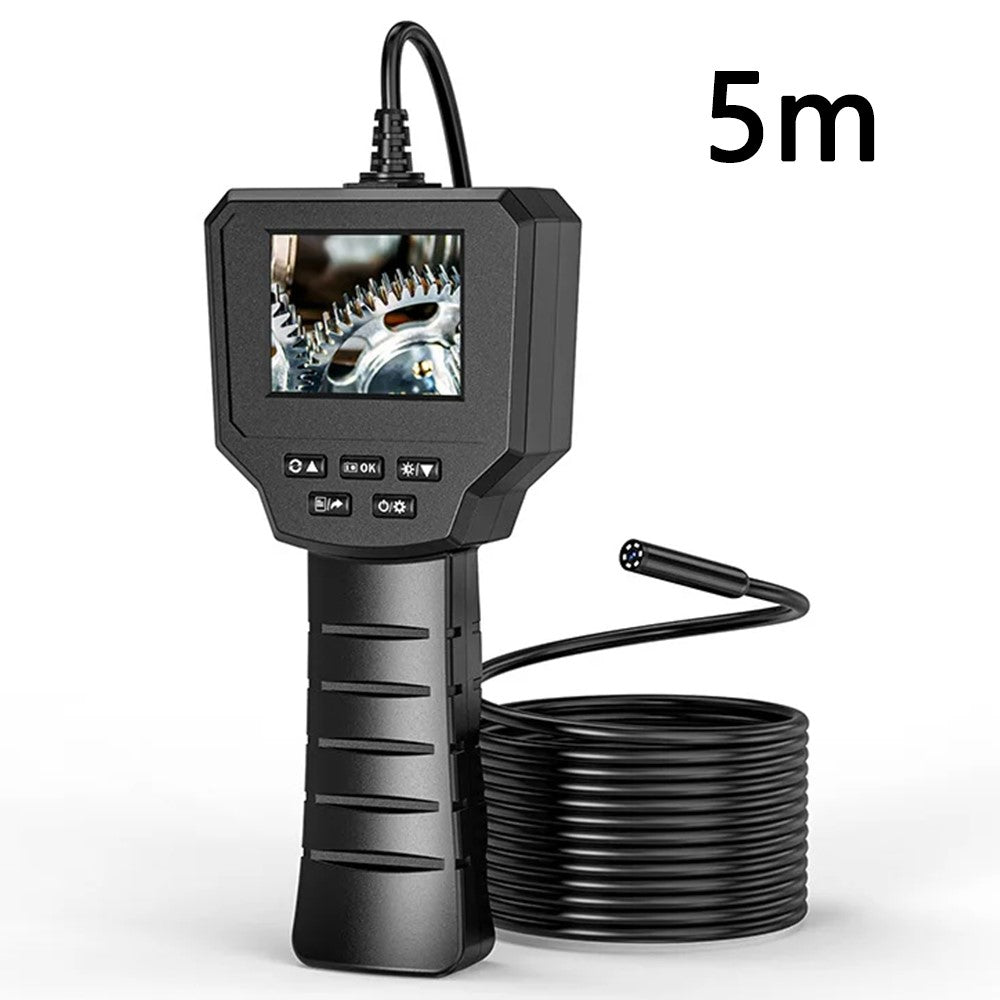 128A 5m Hard Wire 2.4-inch IPS Screen Hand-Held Endoscope 8mm Lens Pipe Inspection Borescope with Shooting / Video Recording Function