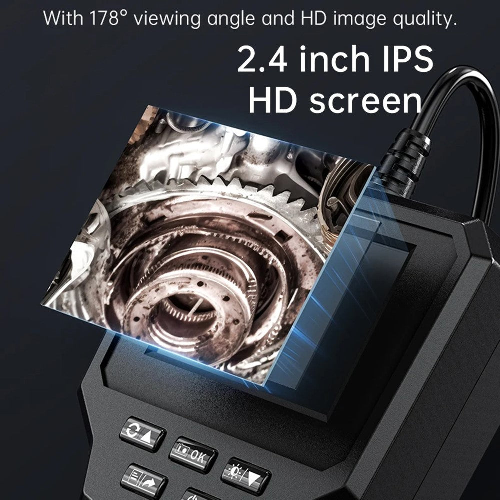 128A 5m Hard Wire 2.4-inch IPS Screen Hand-Held Endoscope 8mm Lens Pipe Inspection Borescope with Shooting / Video Recording Function