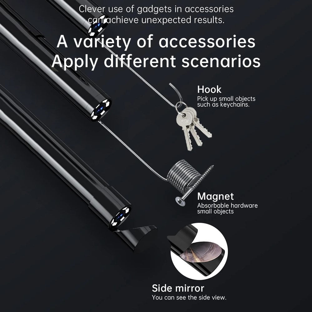 128A 5m Hard Wire 2.4-inch IPS Screen Hand-Held Endoscope 8mm Lens Pipe Inspection Borescope with Shooting / Video Recording Function