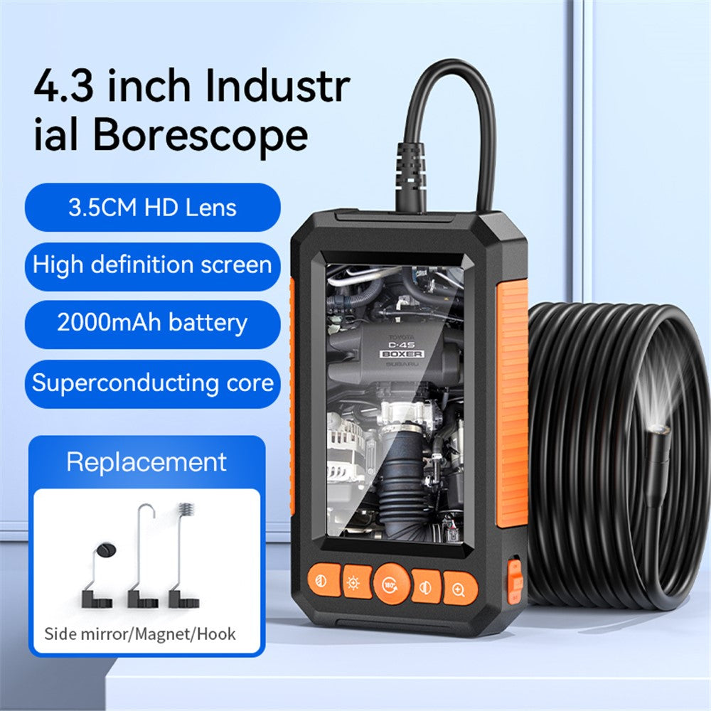 C43 5m Wire 8mm Single Lens Inspection Borescope 1080P Camera Endoscope with 4.3 inch Screen