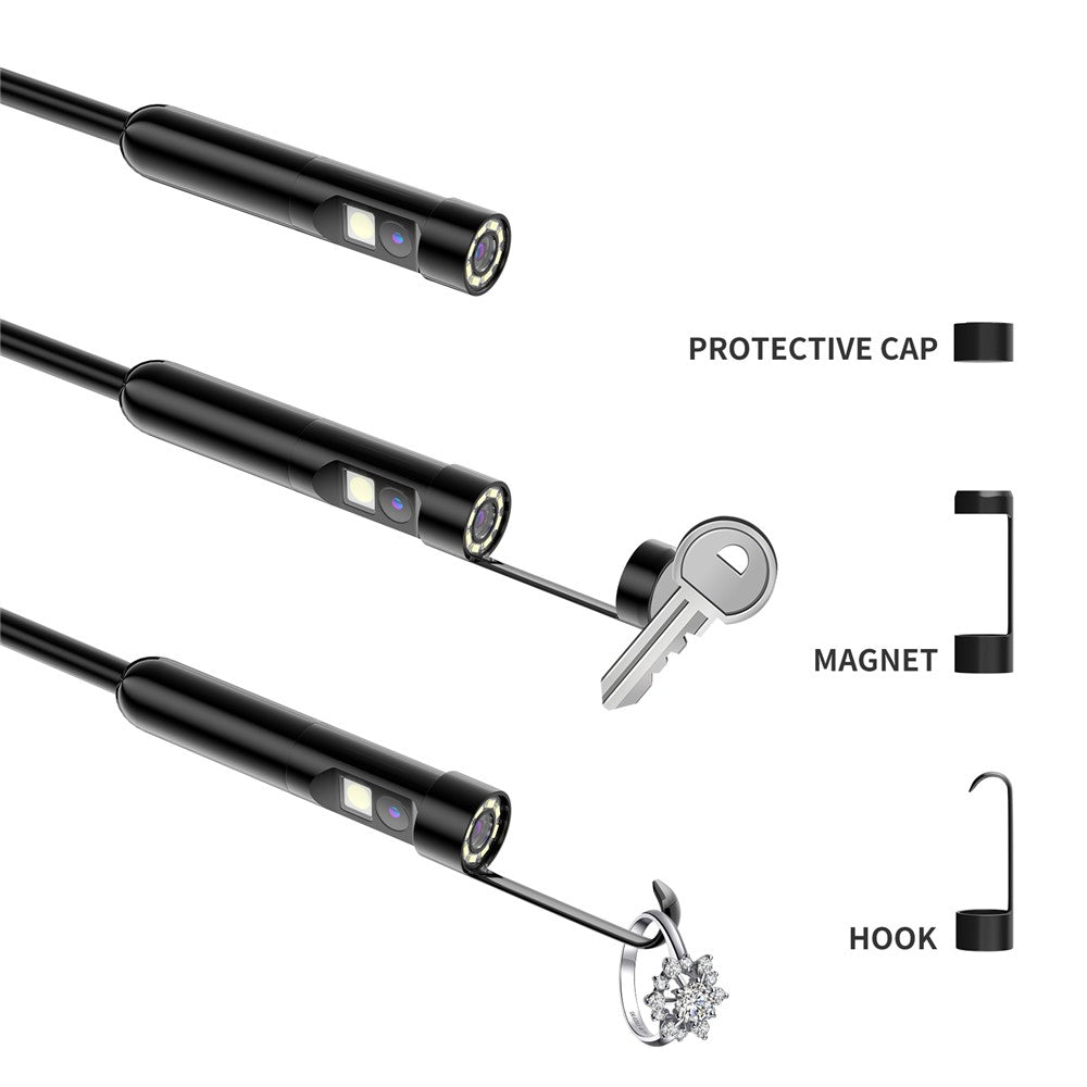 AN112 2m Hard Wire 8mm Dual Lens 3.0MP HD Endoscope Industrial Inspection Camera for Apple / Android Phone