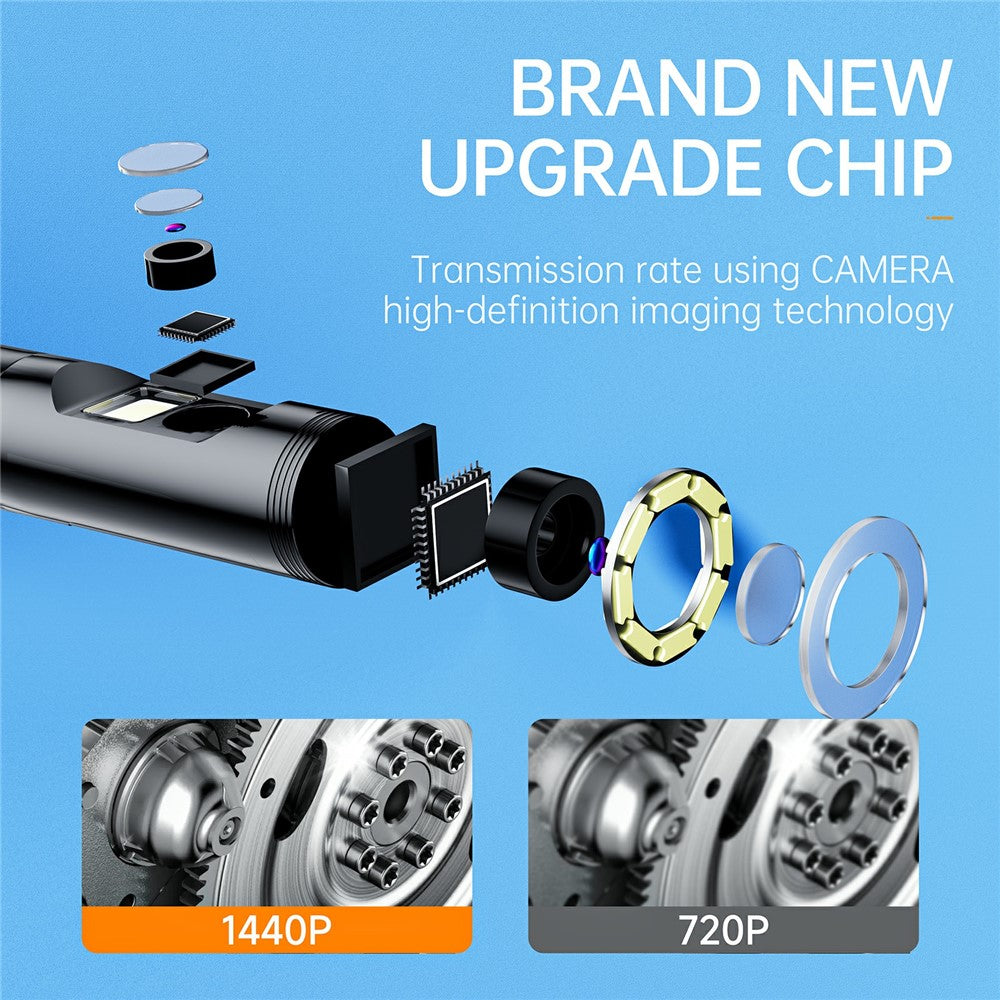 AN112 5m Soft Wire 8mm Dual Lens 3.0MP HD Endoscope Phone Industrial Pipe Inspection Camera