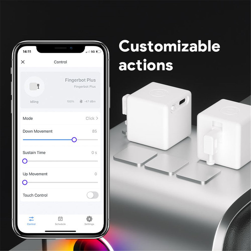 ADFBB531 Uppladdningsbar Tuya Bluetooth-kompatibel Smart Touch Pusher Arm Fingerbot Plus Switch-knapp