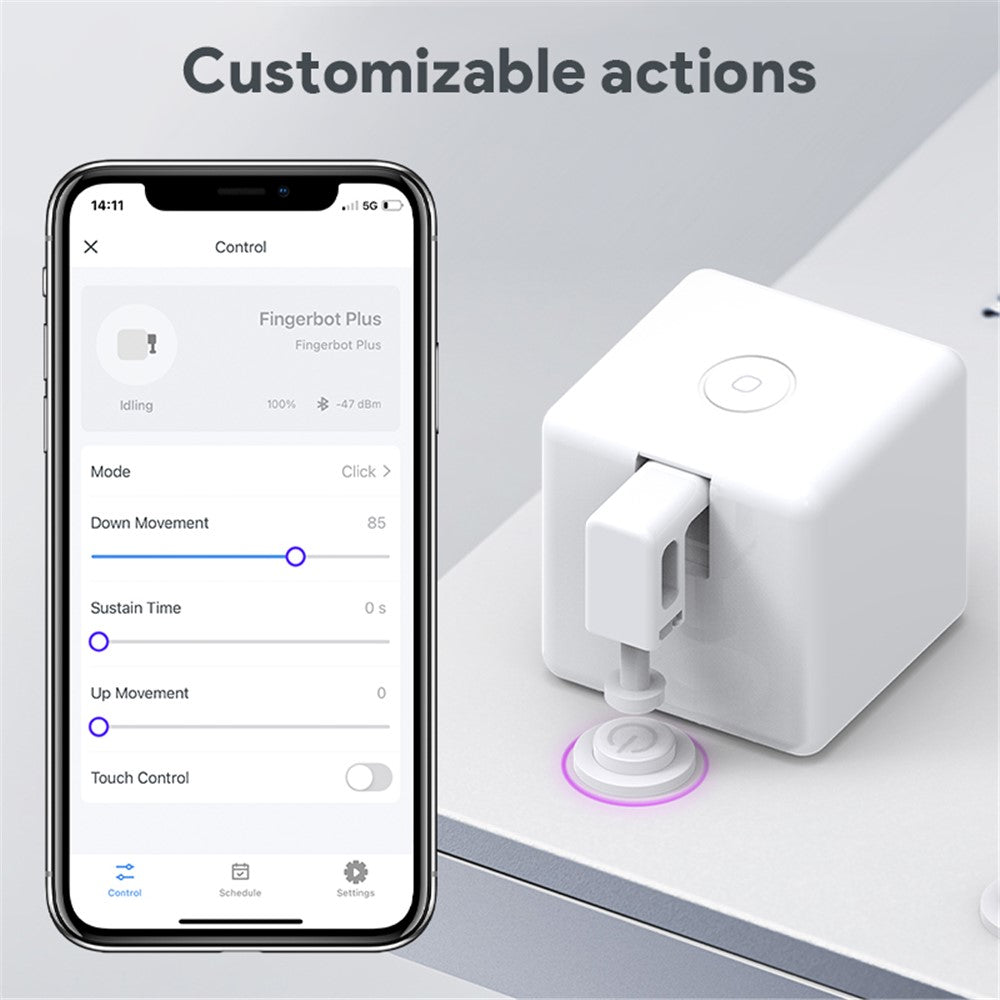 ADFB0301 Adaprox Tuya Bluetooth-kompatibel Fingerbot Plus Smart Switch Knaptrykker APP Stemmefjernbetjening
