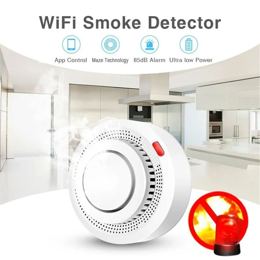 WiFi Smart Smoke Detector Tuya App Controlled Smoke Sensor Alarm Device