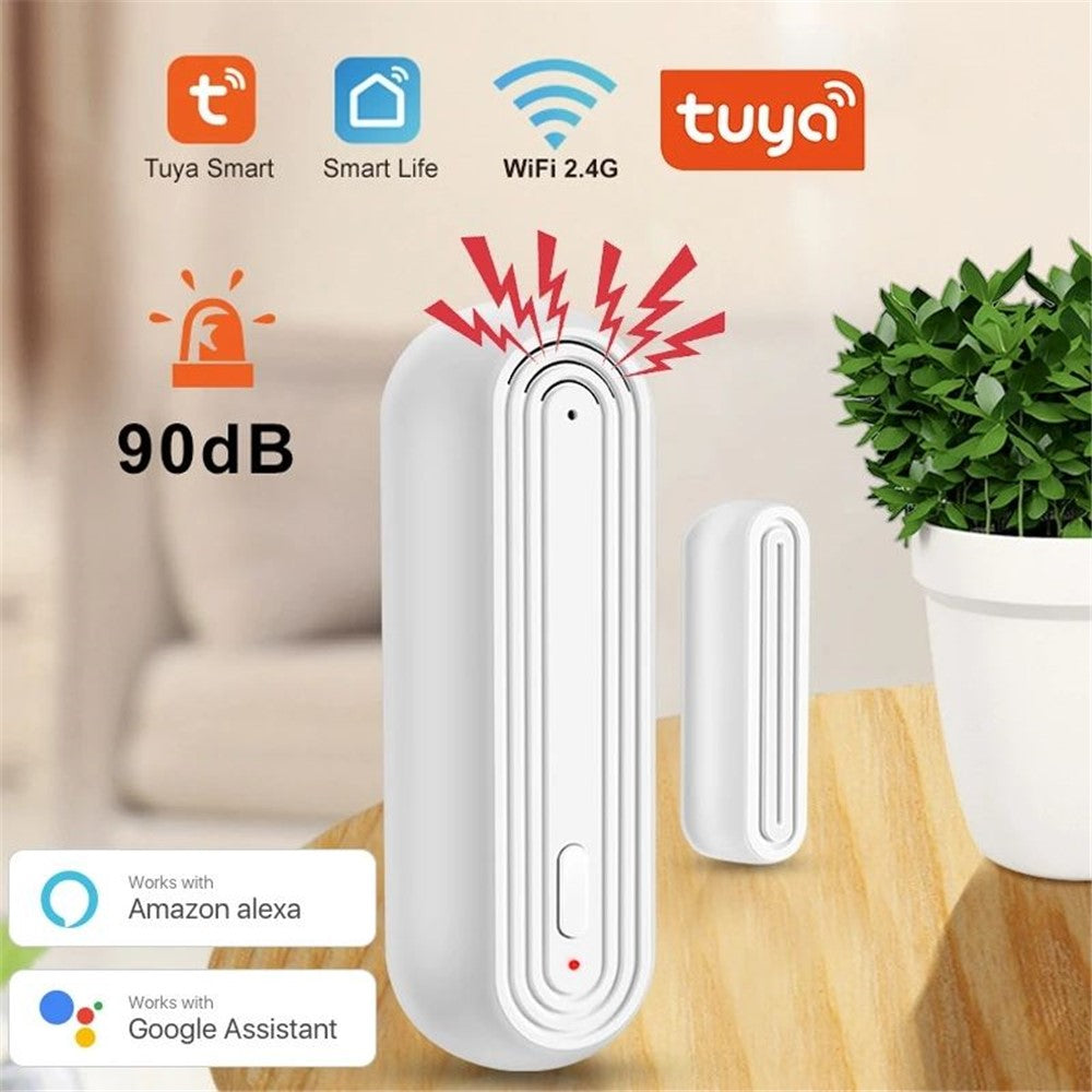 Tuya WiFi Smart Door Magnetic Sensor Alarm Door Window On-Site Alarm Sensor Support Amazon Alexa / Google Assistant