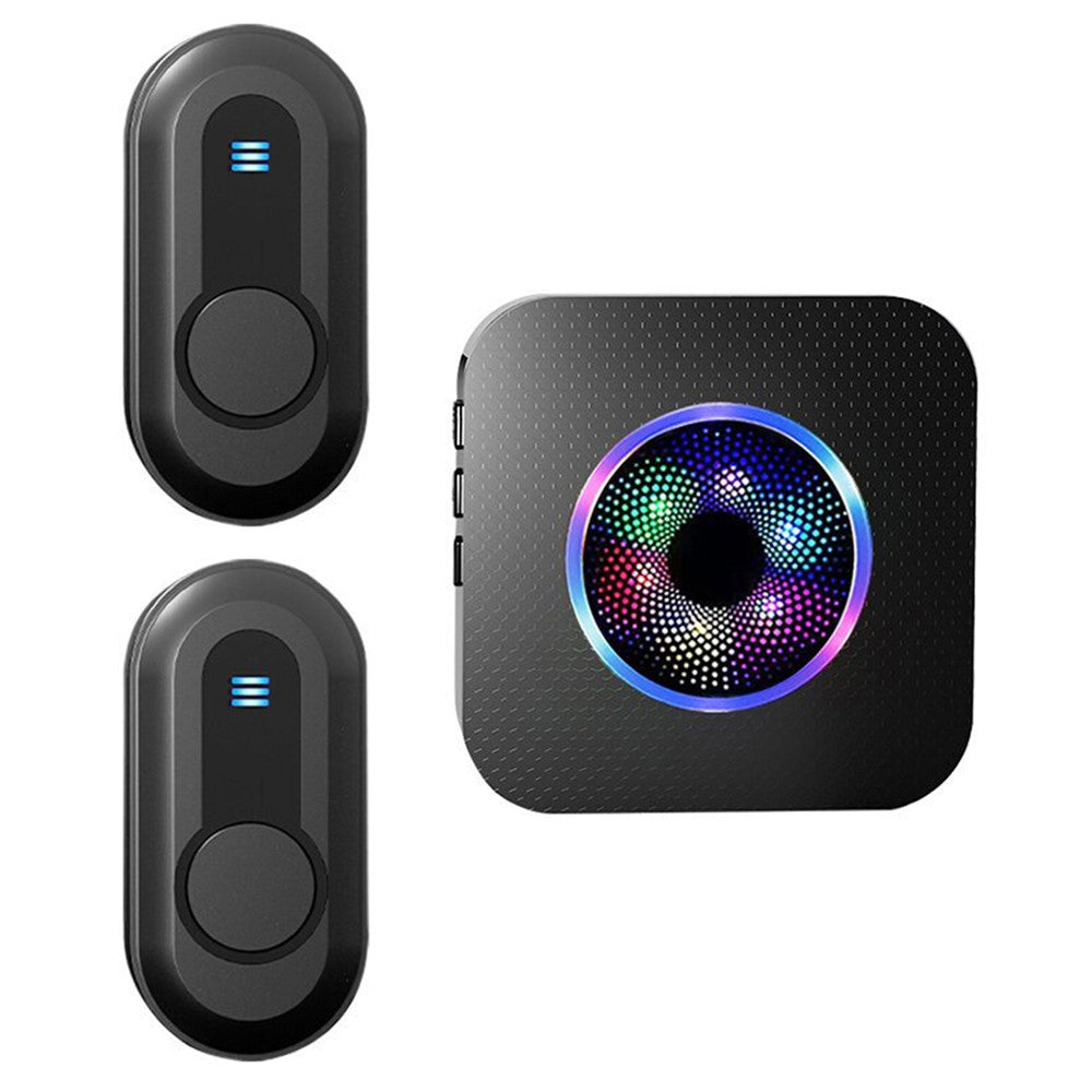 N65-2T1 Wireless Doorbell, Colorful Light Flashing, 55 Ringtones, Home Doorbell, 2 Transmitters + 1 Receiver