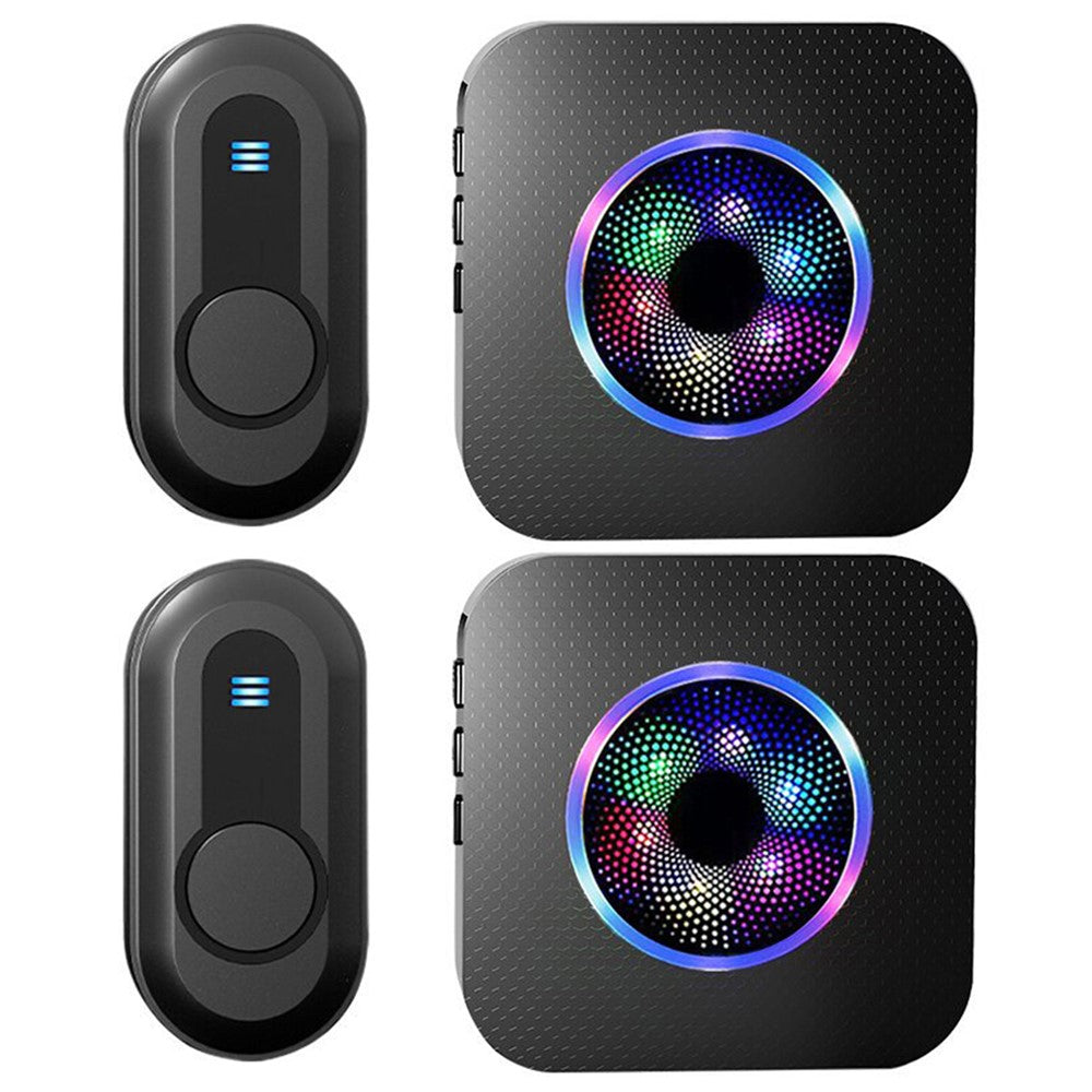N65-2T2 Colorful Light Flashing Home Doorbell 55 Ringtones Wireless Door Bell, 2 Transmitter+2 Receiver