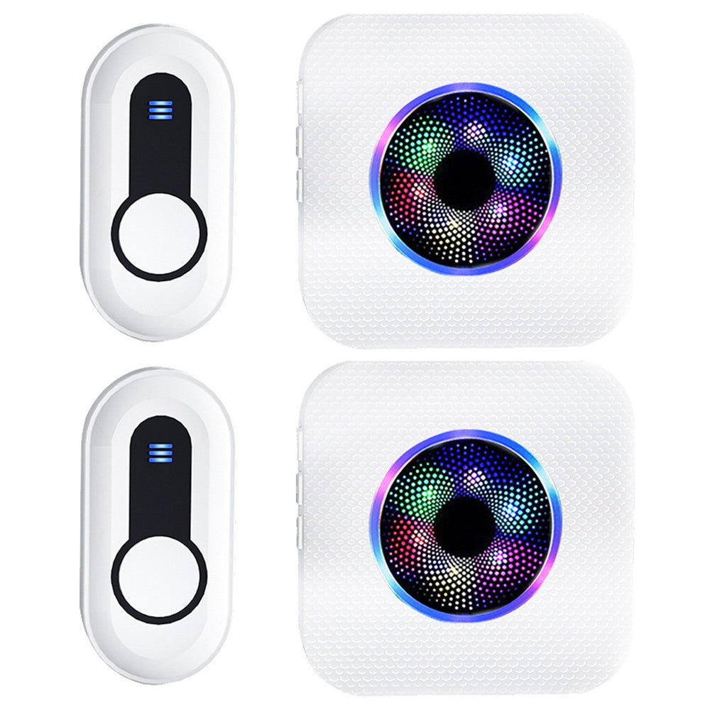 N65-2T2 Colorful Light Flashing Home Doorbell 55 Ringtones Wireless Door Bell, 2 Transmitter+2 Receiver