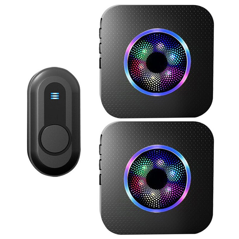 N65-1T2 Home Wireless Door Bell Colorful Light Flashing Adjustable Volume Doorbell, 1 Transmitter+2 Receiver